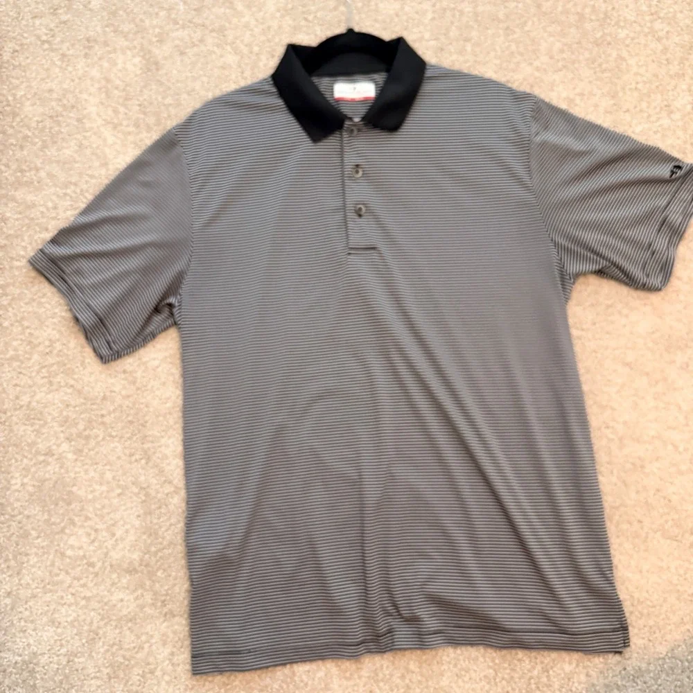 Grand Slam Performance Polo Shirt‎ Mens Large Black White Striped Golf
